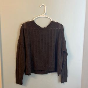 Brown Skull Cashmere Distressed Sweater